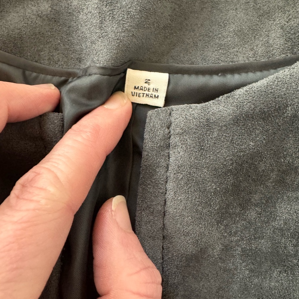 Calvin Klein Charcoal Grey Suede Blazer Size 2 - Picture 4 of 10
